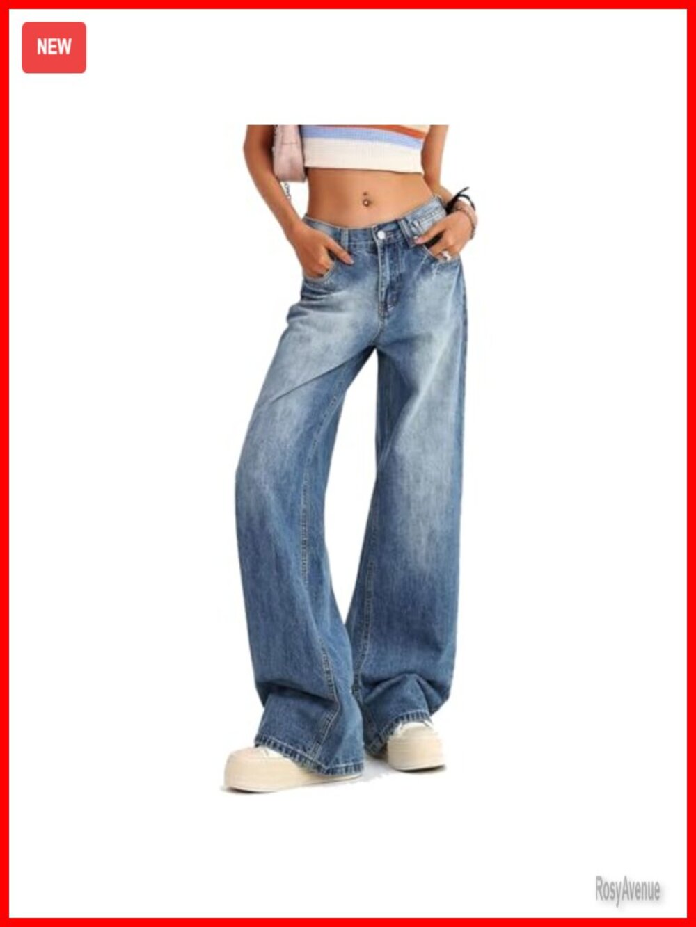Low Rise Baggy Jeans Wide Leg Stretch Denim Boyfriend Y2K 2000s